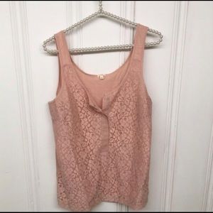 J.Crew pink floral lace tank top
